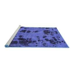 Sideview of Machine Washable Persian Blue Bohemian Rug, wshabs5642blu