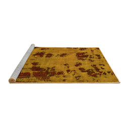 Sideview of Machine Washable Persian Yellow Bohemian Rug, wshabs5642yw