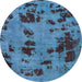 Round Persian Light Blue Bohemian Rug, abs5642lblu