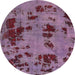 Round Machine Washable Abstract Lilac Purple Rug, wshabs5642