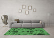 Machine Washable Persian Emerald Green Bohemian Area Rugs in a Living Room,, wshabs5642emgrn