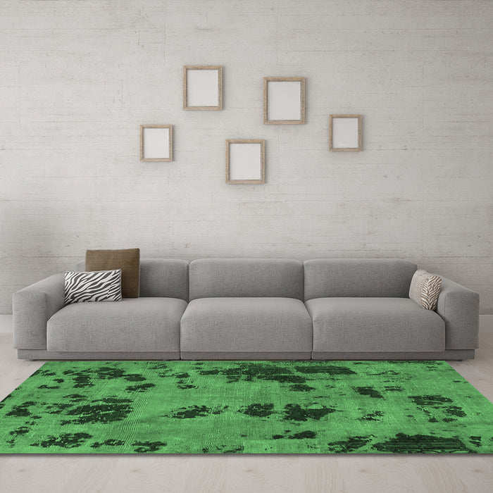 Machine Washable Persian Emerald Green Bohemian Area Rugs in a Living Room,, wshabs5642emgrn
