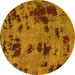 Round Persian Yellow Bohemian Rug, abs5642yw