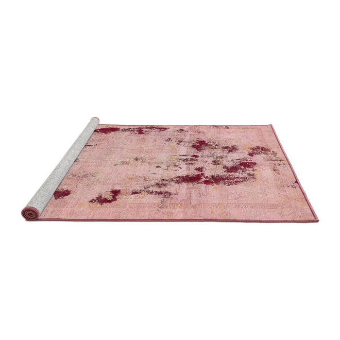 Sideview of Machine Washable Abstract Pink Coral Pink Rug, wshabs5643