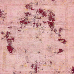 Square Abstract Pink Coral Pink Persian Rug, abs5643