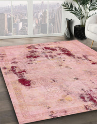 Abstract Pink Coral Pink Persian Rug, abs5643