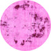 Round Machine Washable Persian Pink Bohemian Rug, wshabs5643pnk
