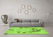 Machine Washable Persian Green Bohemian Area Rugs in a Living Room,, wshabs5643grn