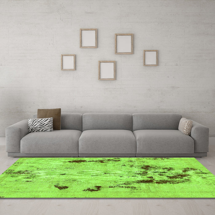 Machine Washable Persian Green Bohemian Area Rugs in a Living Room,, wshabs5643grn