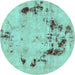 Round Persian Turquoise Bohemian Rug, abs5643turq