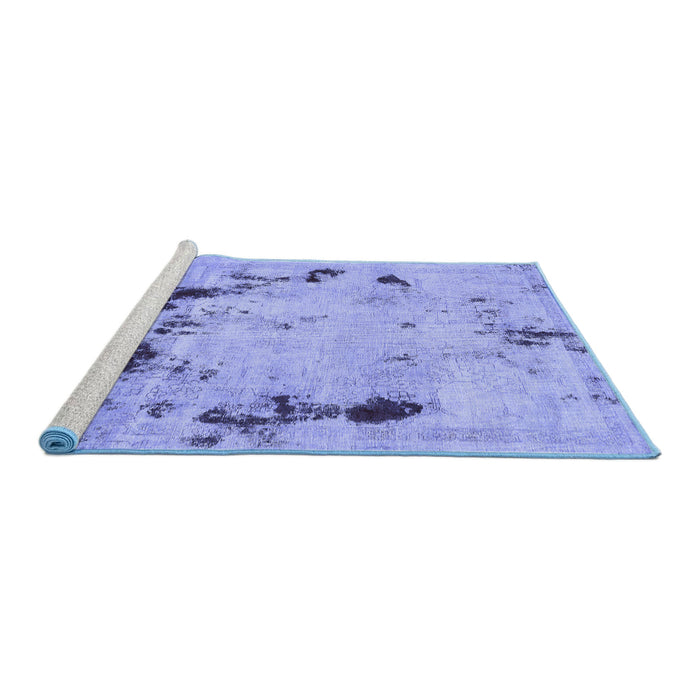 Sideview of Machine Washable Persian Blue Bohemian Rug, wshabs5643blu