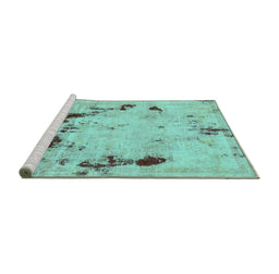 Sideview of Machine Washable Persian Turquoise Bohemian Area Rugs, wshabs5643turq