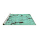 Sideview of Machine Washable Persian Turquoise Bohemian Area Rugs, wshabs5643turq