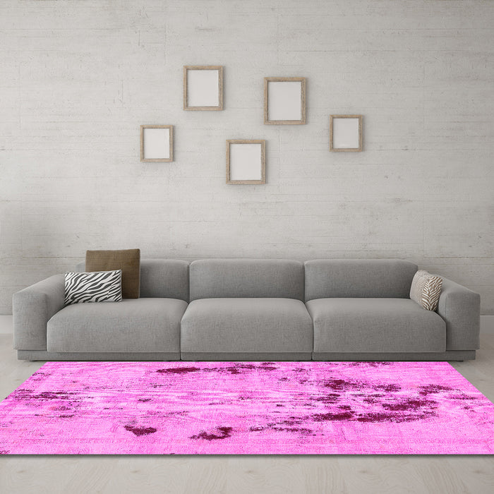 Machine Washable Persian Pink Bohemian Rug in a Living Room, wshabs5643pnk