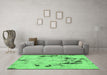 Machine Washable Persian Emerald Green Bohemian Area Rugs in a Living Room,, wshabs5643emgrn