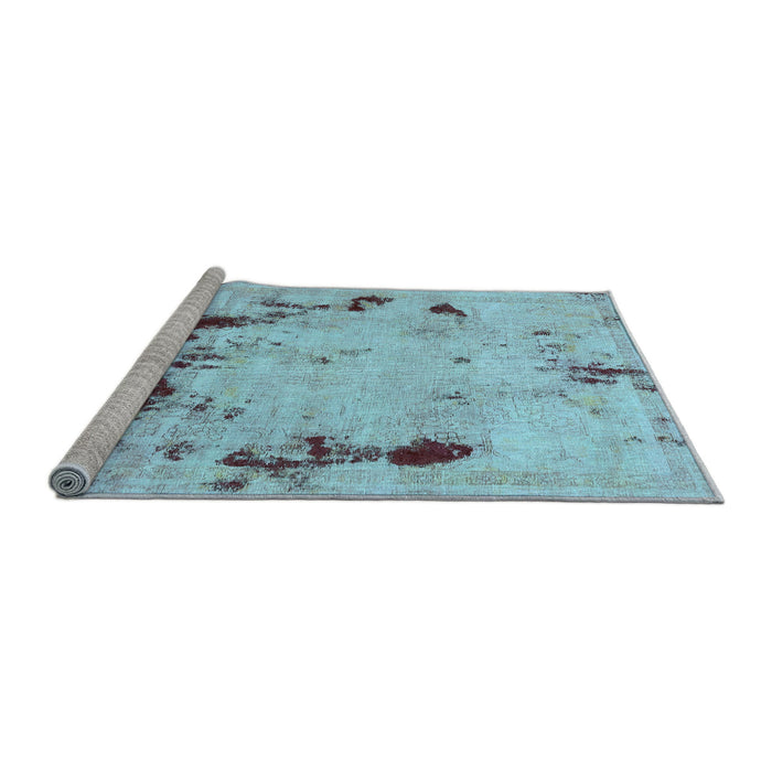 Sideview of Machine Washable Persian Light Blue Bohemian Rug, wshabs5643lblu