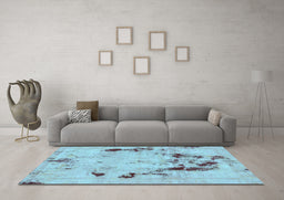 Machine Washable Persian Light Blue Bohemian Rug in a Living Room, wshabs5643lblu