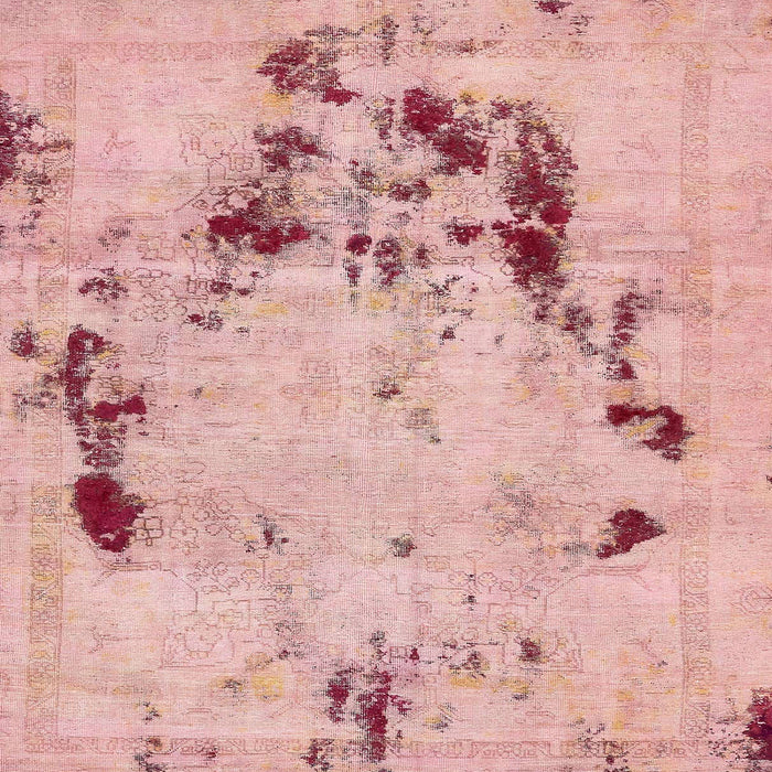 Square Machine Washable Abstract Pink Coral Pink Rug, wshabs5643