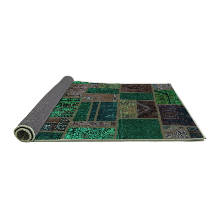 Sideview of Patchwork Turquoise Transitional Rug, abs5644turq