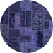 Round Patchwork Blue Transitional Rug, abs5644blu