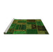 Sideview of Machine Washable Patchwork Green Transitional Area Rugs, wshabs5644grn