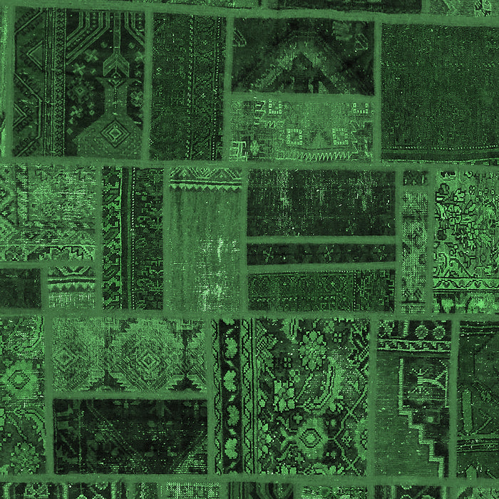 Machine Washable Patchwork Emerald Green Transitional Area Rugs, wshabs5644emgrn