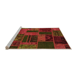 Sideview of Machine Washable Patchwork Orange Transitional Area Rugs, wshabs5644org