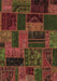 Machine Washable Patchwork Brown Transitional Rug, wshabs5644brn