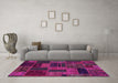 Machine Washable Patchwork Pink Transitional Rug in a Living Room, wshabs5644pnk