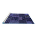 Sideview of Machine Washable Patchwork Blue Transitional Rug, wshabs5644blu