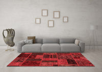 Machine Washable Patchwork Red Transitional Rug, wshabs5644red