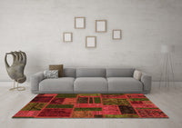 Machine Washable Patchwork Orange Transitional Rug, wshabs5644org