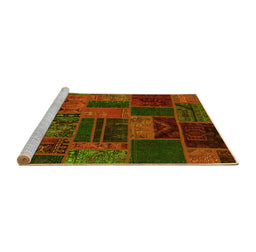 Sideview of Machine Washable Patchwork Yellow Transitional Rug, wshabs5644yw