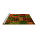 Sideview of Machine Washable Patchwork Yellow Transitional Rug, wshabs5644yw