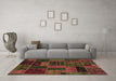 Machine Washable Patchwork Brown Transitional Rug in a Living Room,, wshabs5644brn