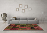 Machine Washable Patchwork Brown Transitional Rug, wshabs5644brn