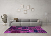 Machine Washable Patchwork Purple Transitional Rug, wshabs5644pur