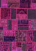 Machine Washable Patchwork Pink Transitional Rug, wshabs5644pnk