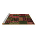 Sideview of Machine Washable Patchwork Brown Transitional Rug, wshabs5644brn