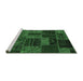 Sideview of Machine Washable Patchwork Emerald Green Transitional Area Rugs, wshabs5644emgrn