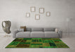 Machine Washable Patchwork Green Transitional Area Rugs in a Living Room,, wshabs5644grn