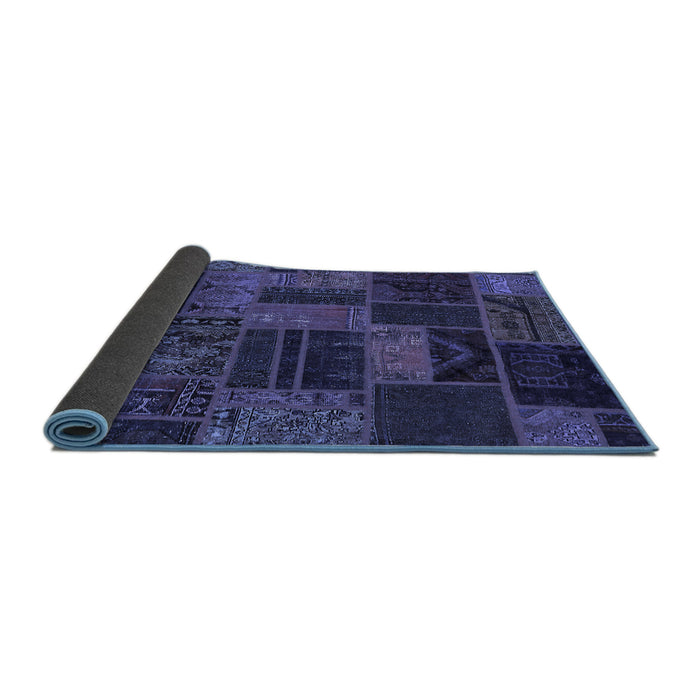 Sideview of Patchwork Blue Transitional Rug, abs5644blu
