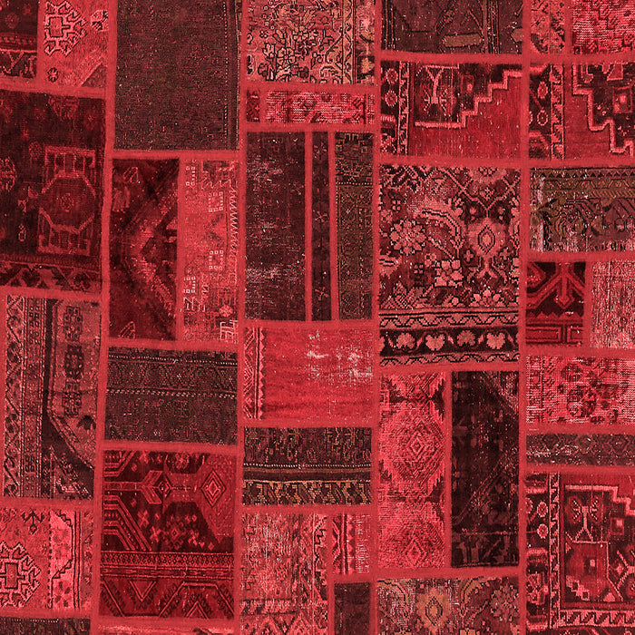 Machine Washable Patchwork Red Transitional Rug, wshabs5644red