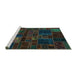 Sideview of Machine Washable Oriental Turquoise Modern Area Rugs, wshabs5645turq