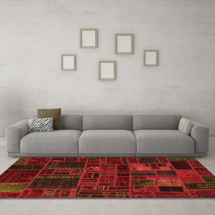 Machine Washable Oriental Orange Modern Area Rugs in a Living Room, wshabs5645org