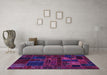 Machine Washable Oriental Purple Modern Area Rugs in a Living Room, wshabs5645pur