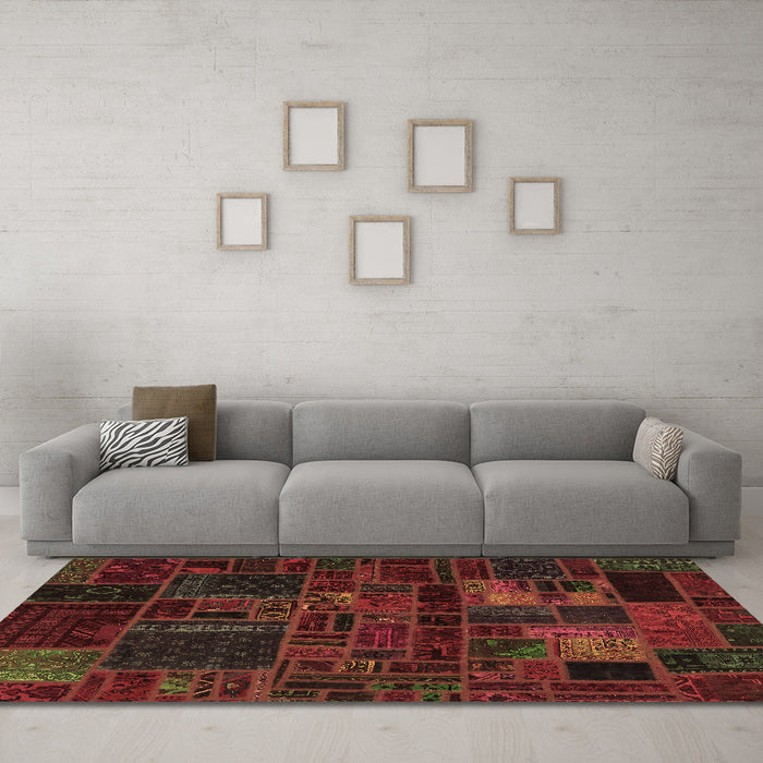 Machine Washable Oriental Brown Modern Rug in a Living Room,, wshabs5645brn