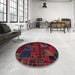 Round Machine Washable Abstract Purple Rug in a Office, wshabs5645