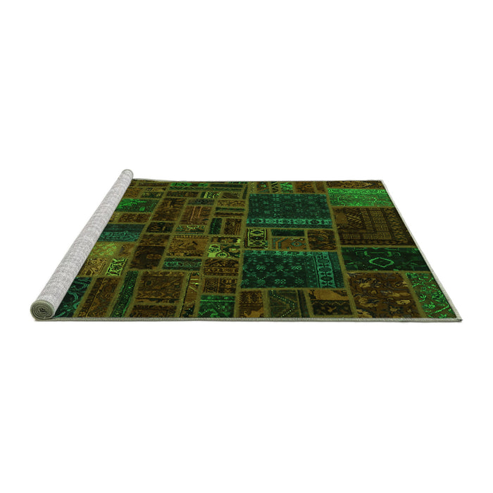 Sideview of Machine Washable Oriental Green Modern Area Rugs, wshabs5645grn