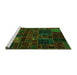 Sideview of Machine Washable Oriental Green Modern Area Rugs, wshabs5645grn